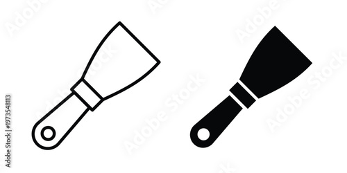 Putty knife icon symbol. Icon in flat style and line. Black and white