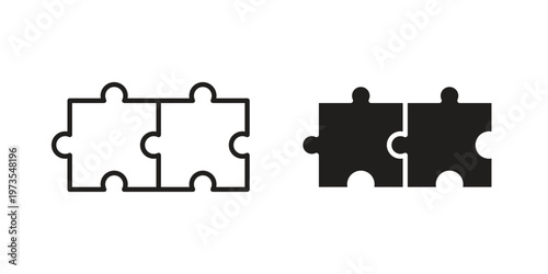 Puzzle compatible icon symbol. Icon in flat style and line. Black and white