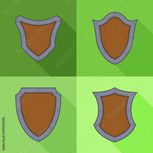 Collection of gray shields with shadows