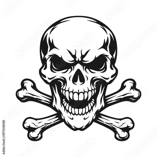 Vector tribal skull and crossbones logo