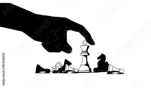 Artificial intelligence chess victory concept digital strategy business vector isolated on white