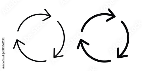 Recycle icon symbol. Icon in flat style and line. Black and white