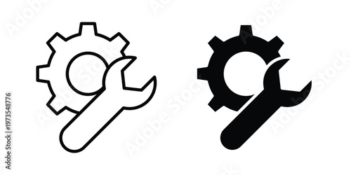 Repair icon symbol. Icon in flat style and line. Black and white