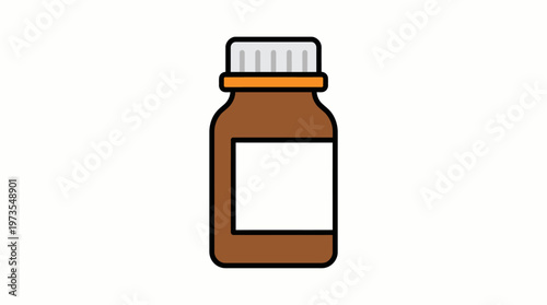 Brown glass bottle with a white label and silver cap for medicine or supplements