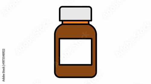 Minimalist brown bottle icon with white cap, designed for medicine, supplement, and health product storage concepts
