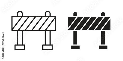 Roadblock icon symbol. Icon in flat style and line. Black and white