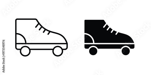 Roller skates icon symbol. Icon in flat style and line. Black and white