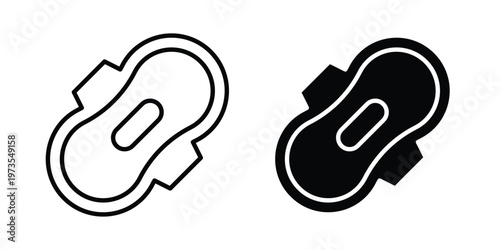 Sanitary napkin icon symbol. Icon in flat style and line. Black and white