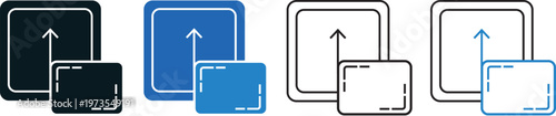 Evolution of display dimensions, artistic representation of various smart TV screen scales and widescreen proportions for home cinema.