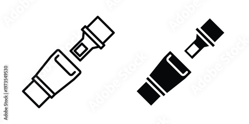 Seat Belt icon symbol. Icon in flat style and line. Black and white