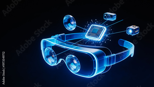 Virtual Reality Headset with Digital Components Rendering