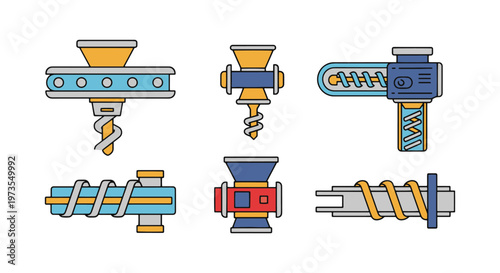 Screw Conveyor Line art vector simple abstract modern illustration