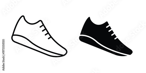 Shoes icon symbol. Icon in flat style and line. Black and white