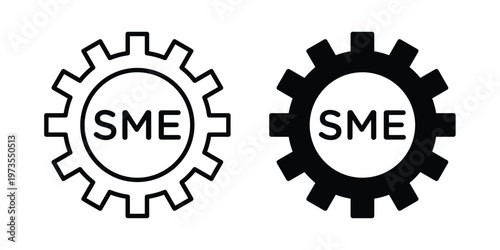 SME icon symbol. Icon in flat style and line. Black and white