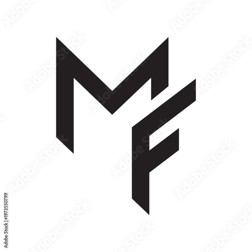 Black angular monogram 'mf' logo with slight distortion