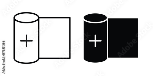Sterile gauze icon symbol. Icon in flat style and line. Black and white
