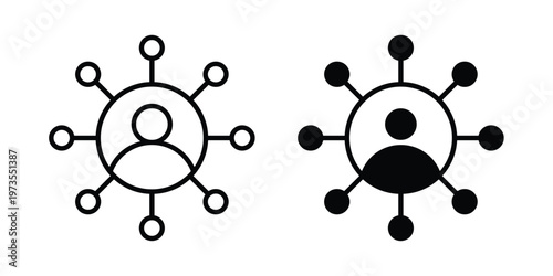 Stakeholders icon symbol. Icon in flat style and line. Black and white