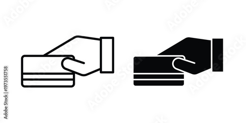 Swipe card icon symbol. Icon in flat style and line. Black and white