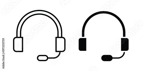 Support icon symbol. Icon in flat style and line. Black and white