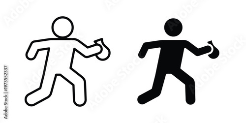 Thief icon symbol. Icon in flat style and line. Black and white