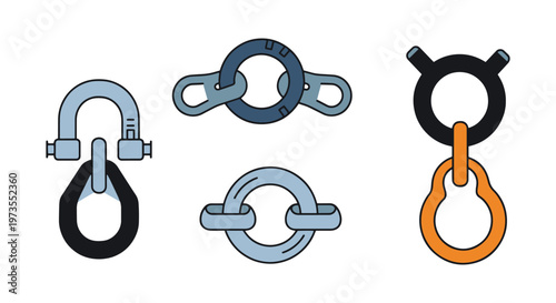 Shackle Line art vector set creative abstract simple shapes