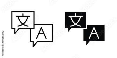 Translation icon symbol. Icon in flat style and line. Black and white