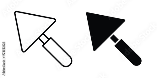 Trowel icon symbol. Icon in flat style and line. Black and white