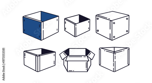 Sheet Metal Box Line art clean color shapes vector