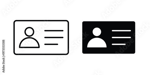 user id icon symbol. Icon in flat style and line. Black and white