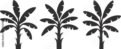 Professional Banana Tree Vector Icons: Universal Exotic Plant Symbols for Logos, Web, and Print Media