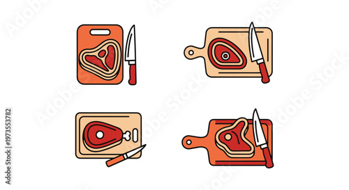 Meat cutting board Line art modern abstract simple vector