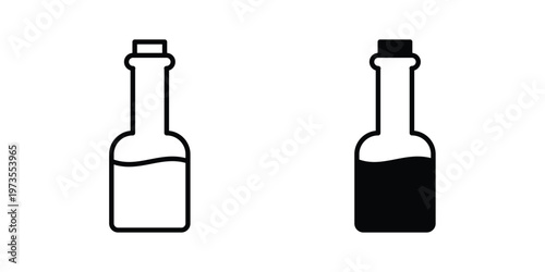 Vinegar icon symbol. Icon in flat style and line. Black and white