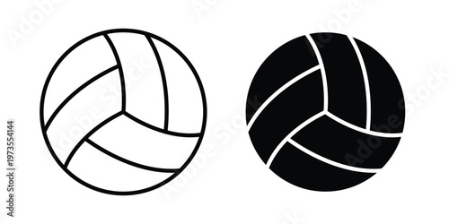 Volleyball icon symbol. Icon in flat style and line. Black and white