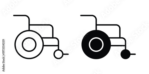 Wheelchair icon symbol. Icon in flat style and line. Black and white