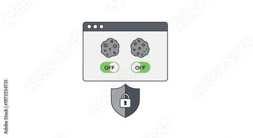 Digital security shield with lock.
