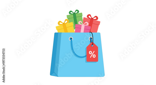 Discount shopping bag with gifts.