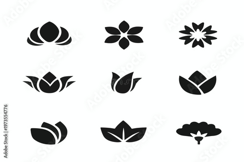 Flower black and white shape only