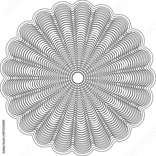 Black and White Symmetrical Optical Illusion Pattern. 
Security Watermark Element for Certificate and Banknote