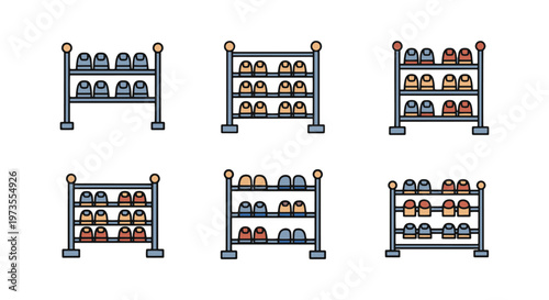 Shoe Drying Rack Line art minimal abstract colorful shapes vector