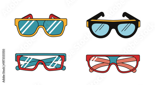 Shooting glasses Line art simple color shapes illustration
