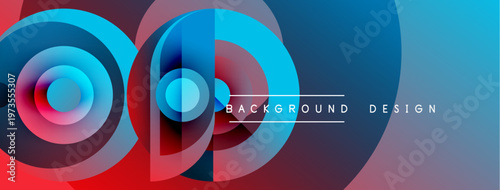 Abstract colorful design features overlapping circles, gradients. Modern background suitable for banners, presentations. Vibrant hues create dynamic visual impact.