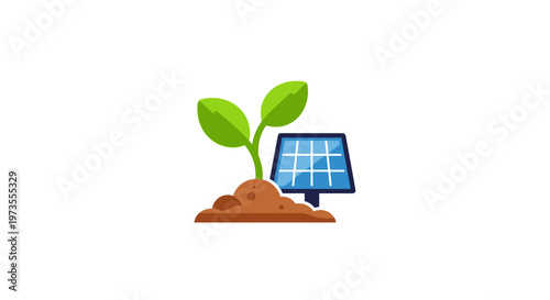 Sprout Growing Near Solar Panel.