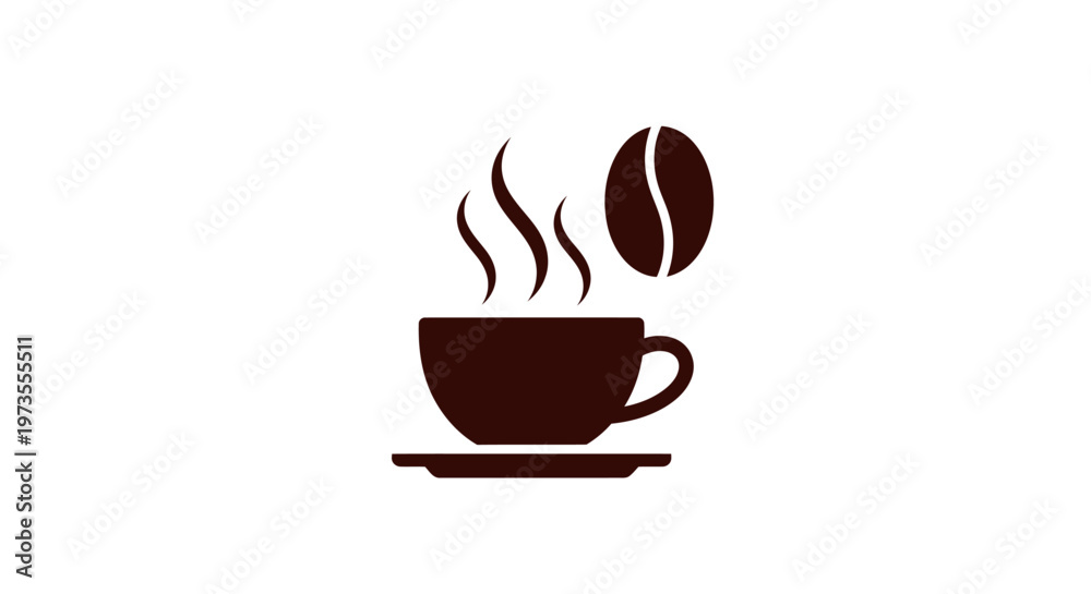 Obraz premium Steaming hot coffee cup icon design.