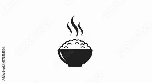 Steaming bowl of hot food.