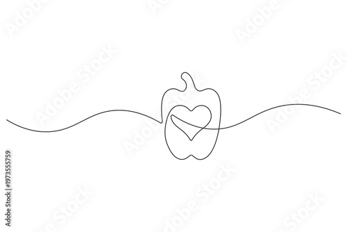 Chili pepper continuous one line drawing minimalist outline vector for modern kitchen design
