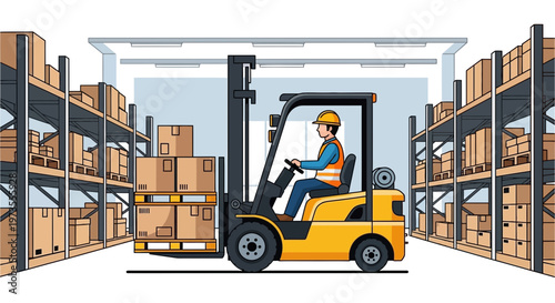 Forklift Operator Working in a Warehouse Environment.