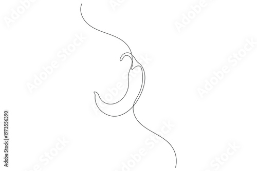 Chili pepper continuous one line drawing minimalist outline vector for modern kitchen design
