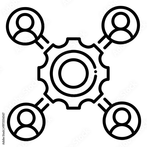 Teamwork Gear Icon with Connected People