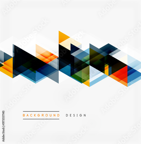 Abstract geometric pattern. Colorful triangles overlap, creating dynamic visual texture. Modern design element for backgrounds.