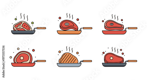 Meat Pan Fry Line art vector creative simple shapes